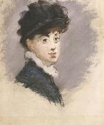 Edouard Manet La femme au chapeau noir (mk40) oil painting on canvas